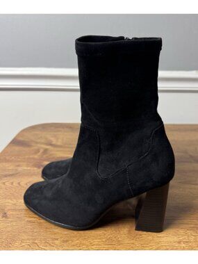 CHINESE LAUNDRY KYRIE SUEDETTE BLOCK HEEL BOOTS Women's Size 7.5 BLACK